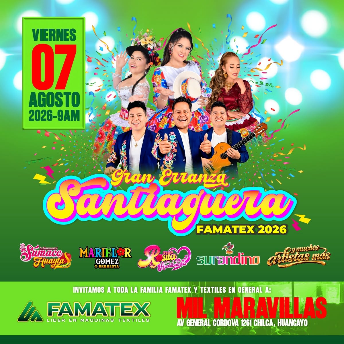 Gran Erranza Santiaguera Famatex 2026 — Viernes 7 de agosto, Chilca Huancayo